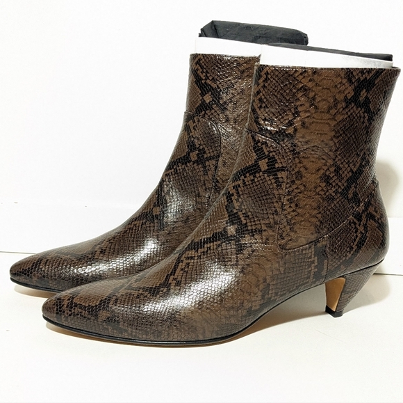 NWOT Vince Meta Cognac Kitten Snake Skin Italian Leather Bootie Pointed Toe 10 - Picture 9 of 14